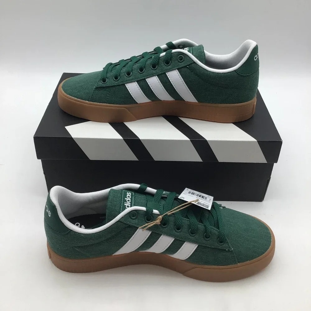 Adidas Daily 3.0 Mens Green Canvas Gum Sole Sneakers‎ IF7487 Size 8 NEW - Picture 2 of 7
